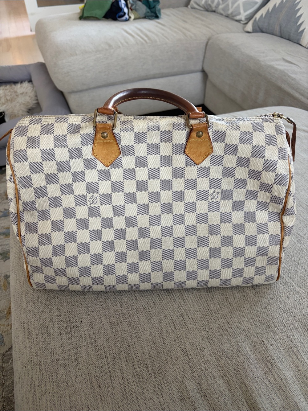 Vintage Authentic Louis Vuitton speedy 35 Damier azur